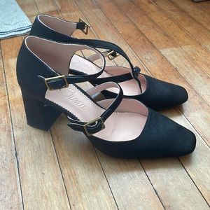 Lovely and chic black Marta double strap heels from Jcrew